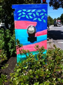 newton art in streets, electrical box