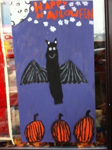 Newtonville Halloween window painting, Newton window painting, Halloween paintings