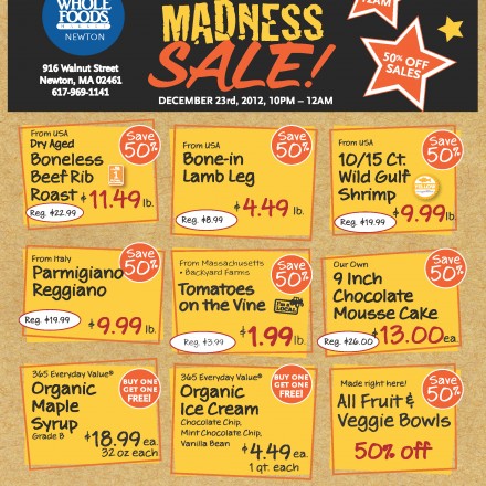 Whole Foods Midnight Madness Sale Newtonville