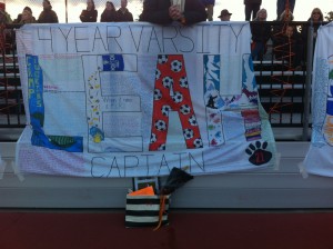 NNHS Girls Soccer Honor Seniors with special sheets