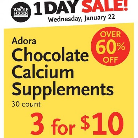 Whole Foods Newton sale Adora Chocolate calcium supplements