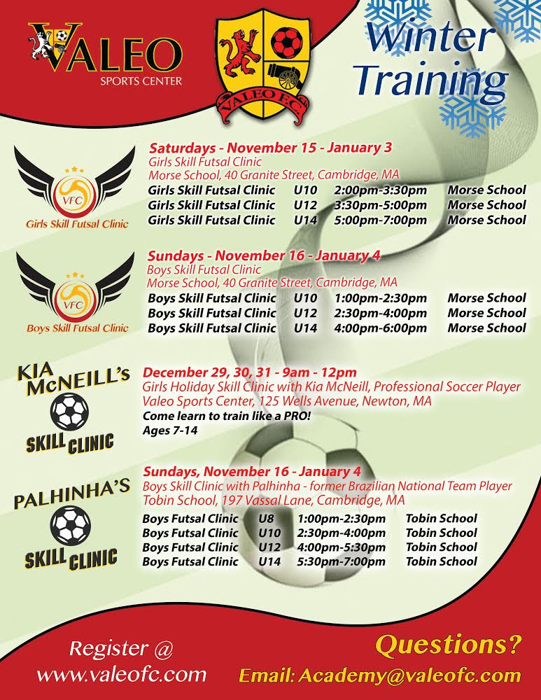 FC Valeo Winter soccer training Newton MA