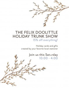 Felix Doolittle Holiday Trunk Show at L'Aroma Cafe