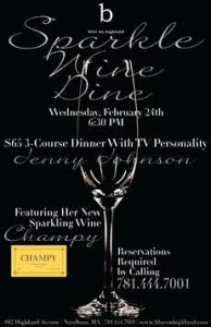 Blue on Highland Hosts Jenny Johnson for Sparkling Wine Dinner 