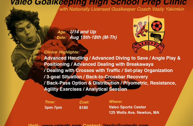 Valeo Futbol Goalkeeping High School/College Prep Clinic