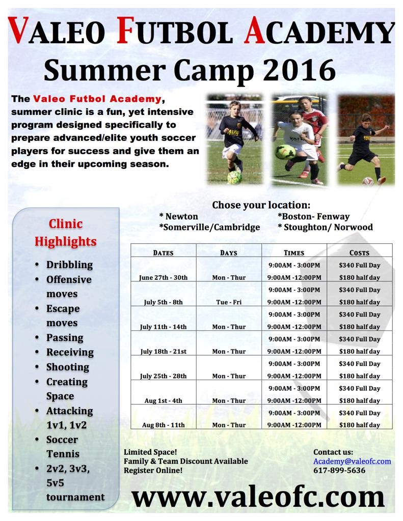 Valeo FC Summer Camp 2016 - Register Now!