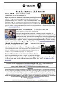 Fall Family Shows at Club Passim in Cambridge