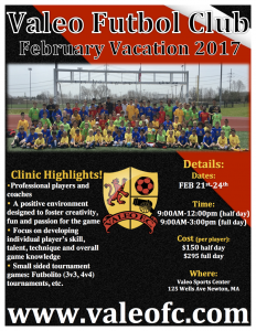 Valeo FC February Vacation Soccer Clinic